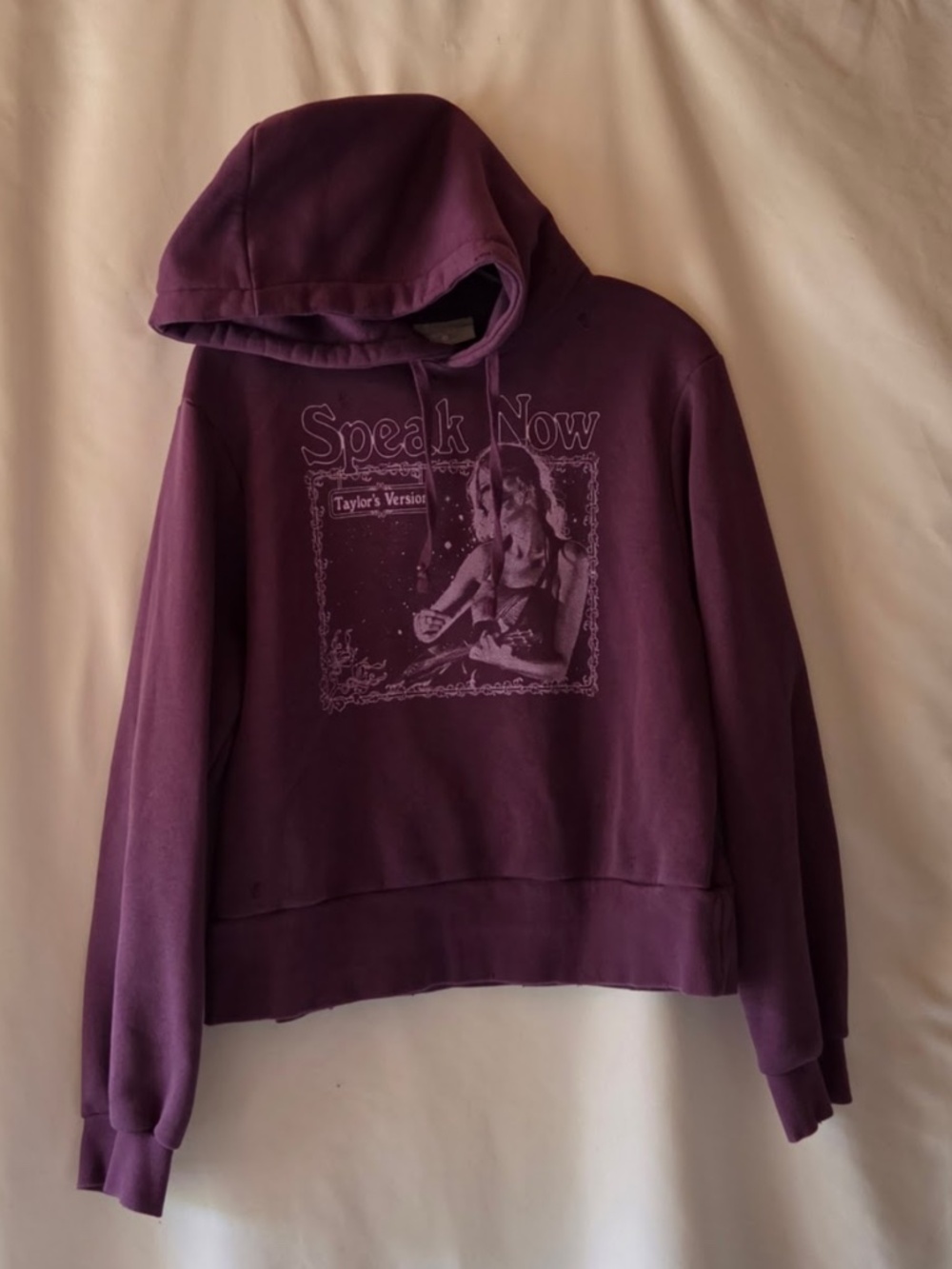 The Story of Us Purple Crop Hoodie Official Taylor Swift Sweatshirt Distressed M